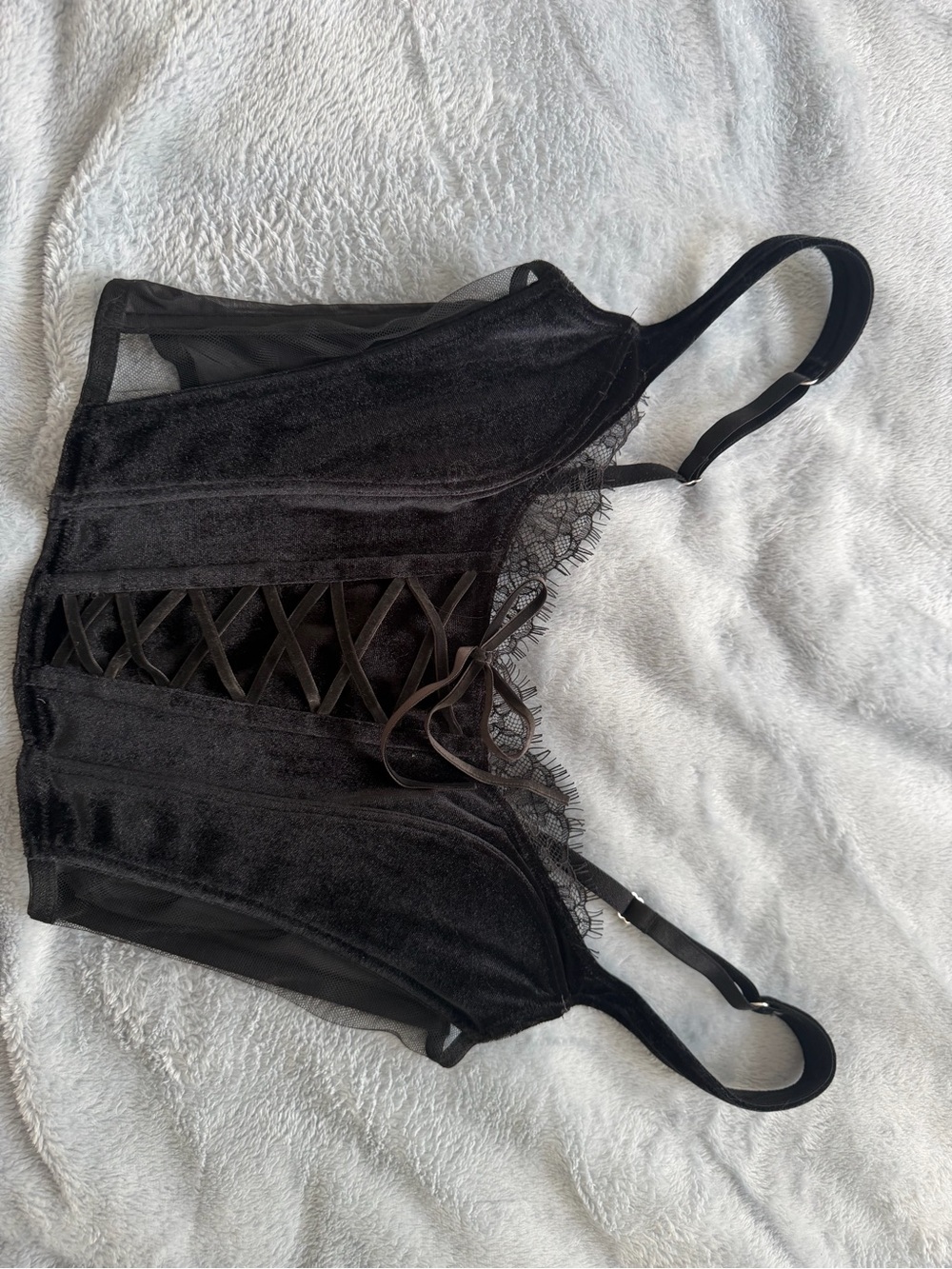 Victoria's Secret Black Lace-Up Corset Bralette